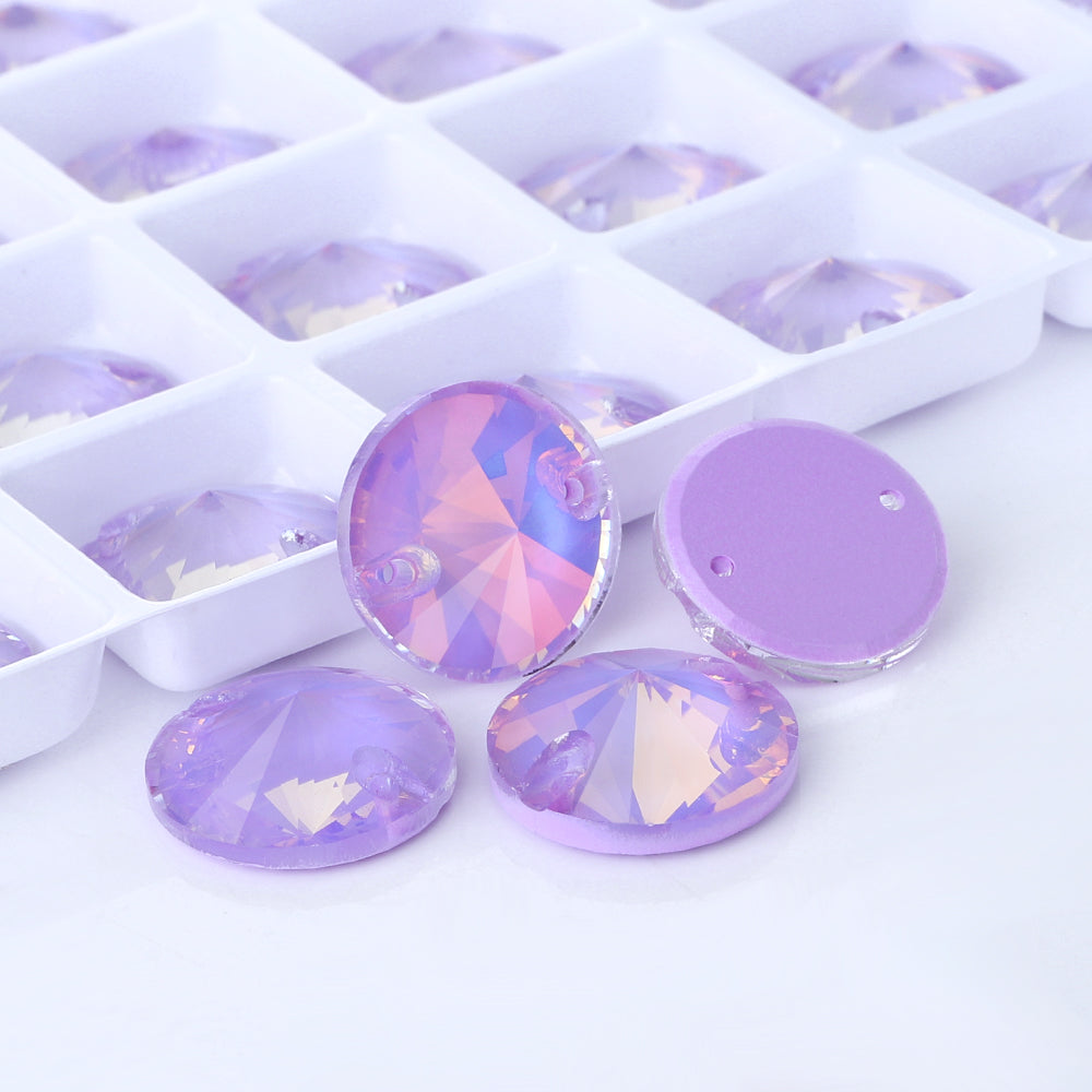 Lavender AM Rivoli  Shape High Quality Glass Sew-on Rhinestones WholesaleRhinestone