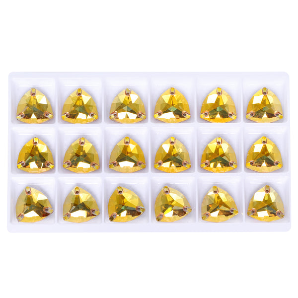 Metallic Sunshine Trilliant Shape High Quality Glass Sew-on Rhinestones WholesaleRhinestone
