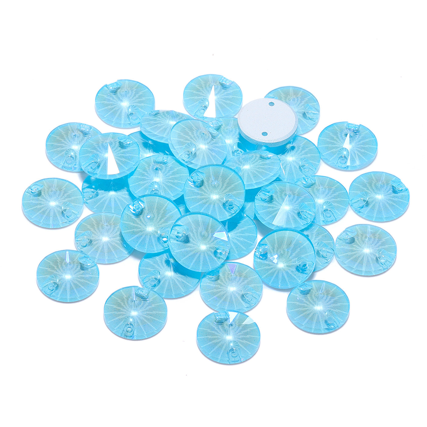 Electric Neon Aquamarine Rivoli Shape High Quality Glass Sew-on Rhinestones