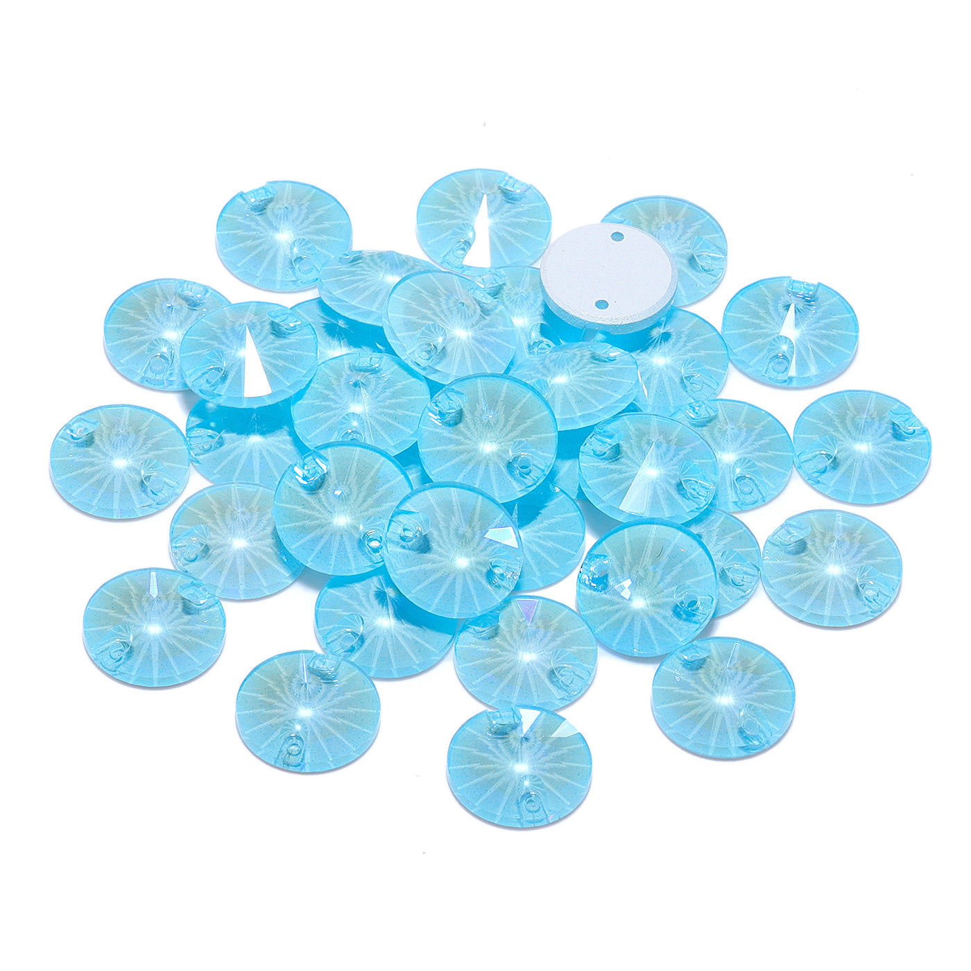 Electric Neon Aquamarine Rivoli Shape High Quality Glass Sew-on Rhinestones Secondary image