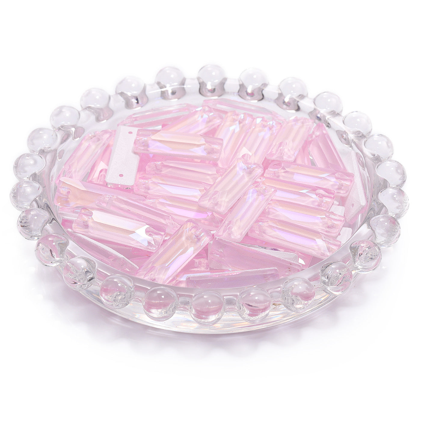 Electric Neon Light Rose Cosmic Baguette Shape High Quality Glass Sew-on Rhinestones WholesaleRhinestone