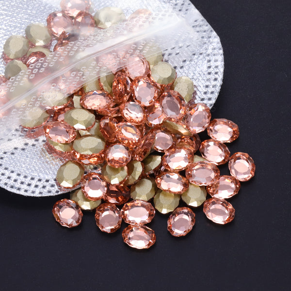 Light Peach Magic Mirror Shape Pointed Back Fancy Rhinestones For Nail Art