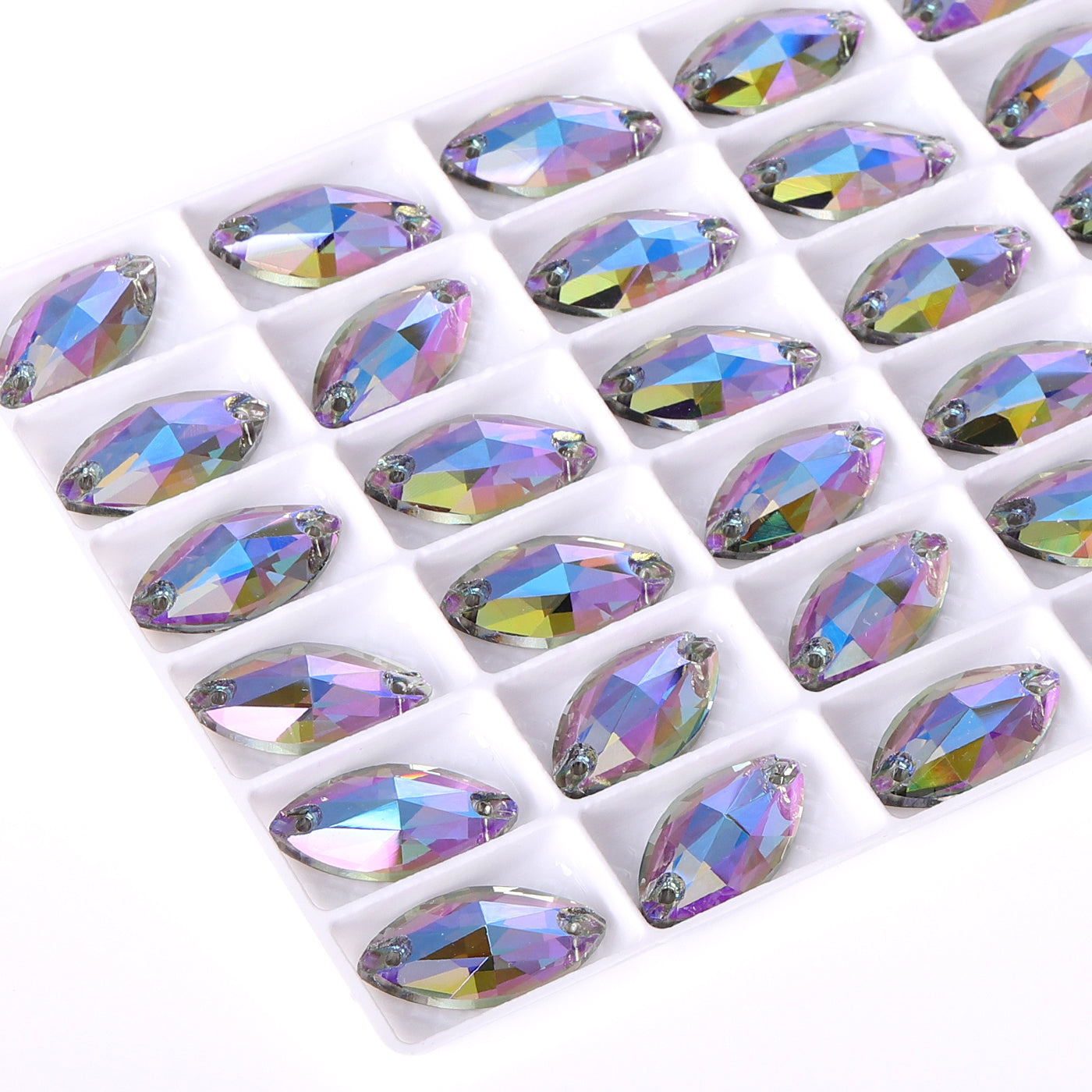 Black Diamond Shimmer Navette Shape High Quality Glass Sew-on Rhinestones