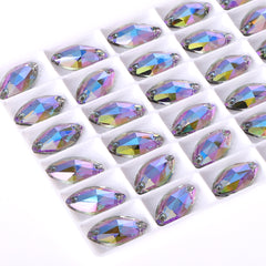 Black Diamond Shimmer Navette Shape High Quality Glass Sew-on Rhinestones