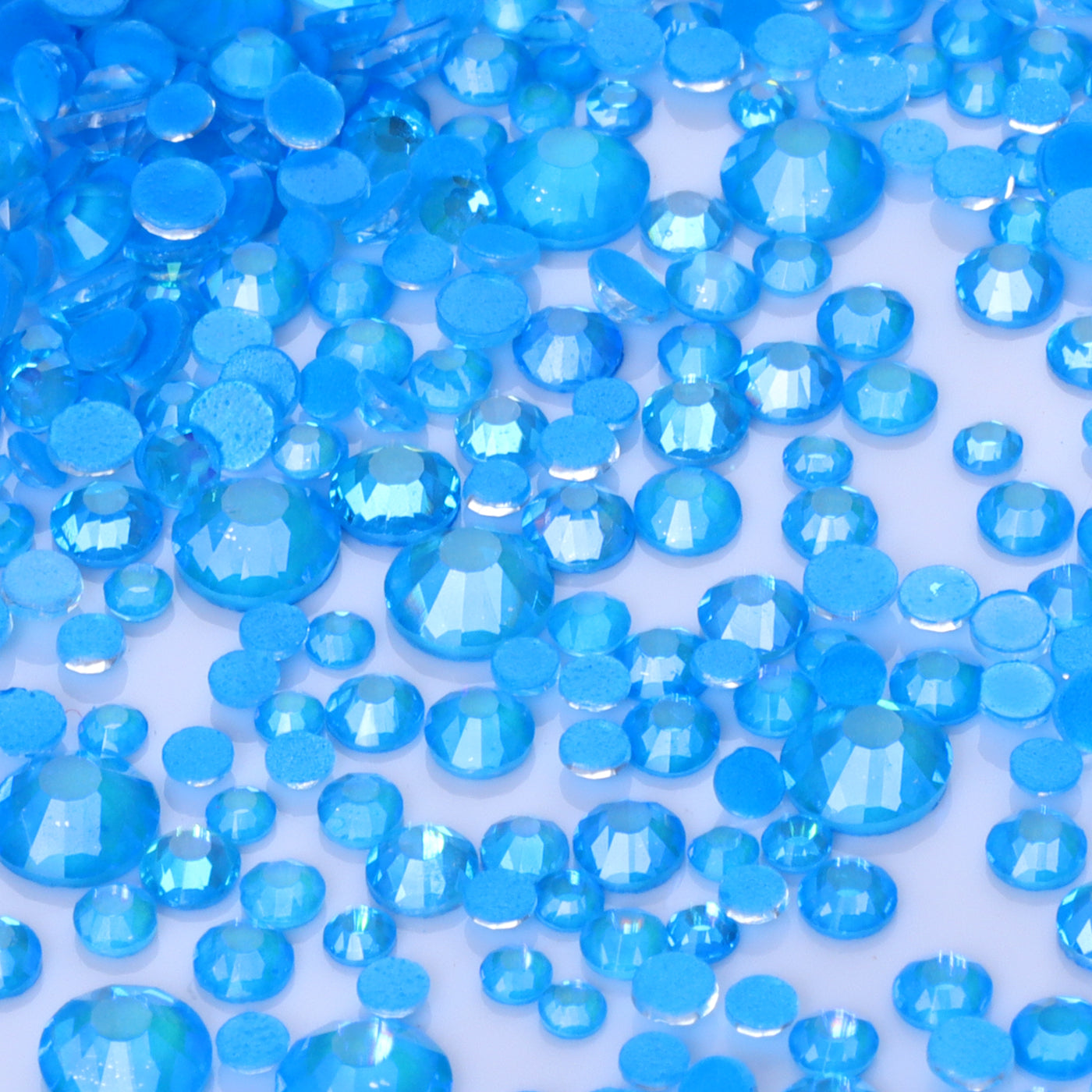 Mixed Sizes Mocha Shimmer Dk Blue Glass Flat Back Rhinestones For Nail Art