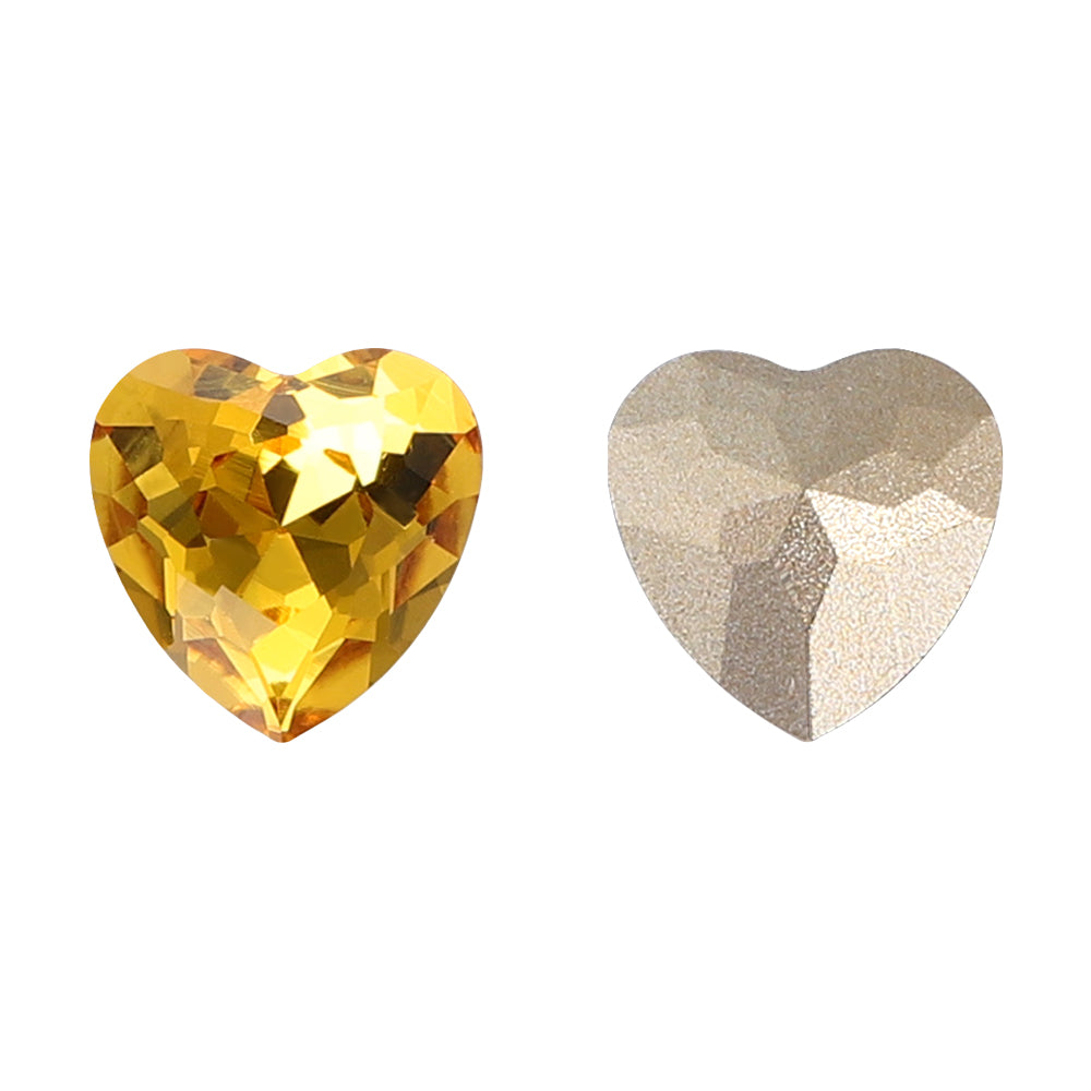 Light Topaz Heart Shape High Quality Glass Pointed Back Fancy Rhinestones WholesaleRhinestone Main image