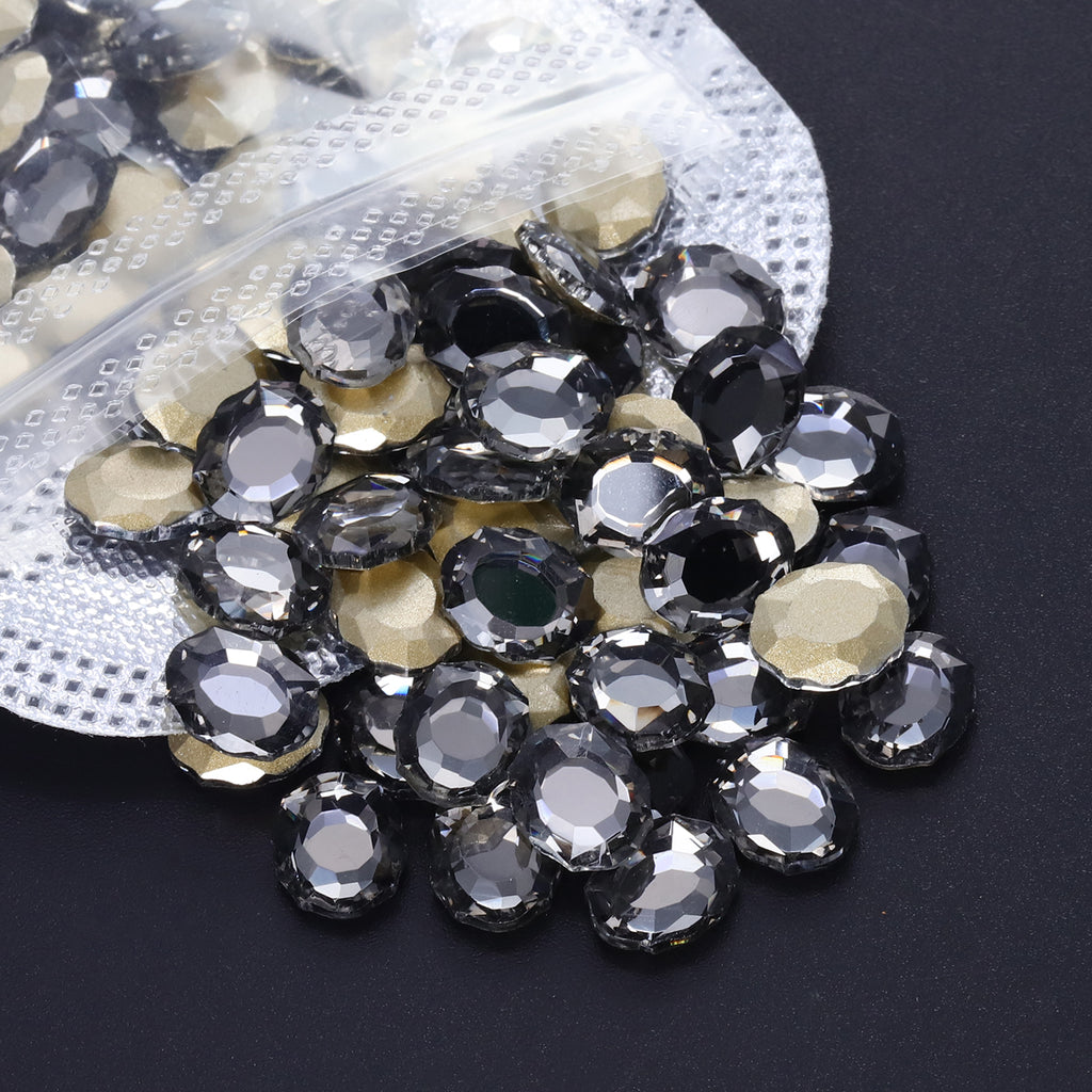 Black Diamond Magic Mirror Shape Pointed Back Fancy Rhinestones For Nail Art