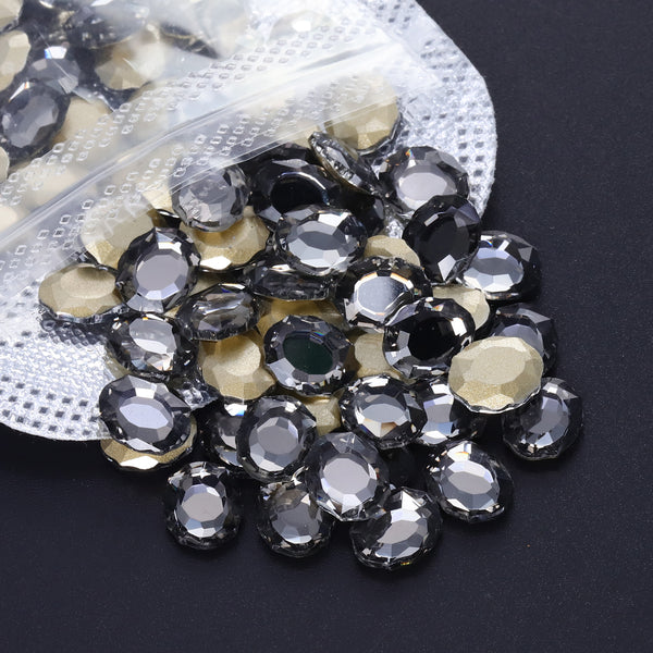 Black Diamond Magic Mirror Shape Pointed Back Fancy Rhinestones For Nail Art