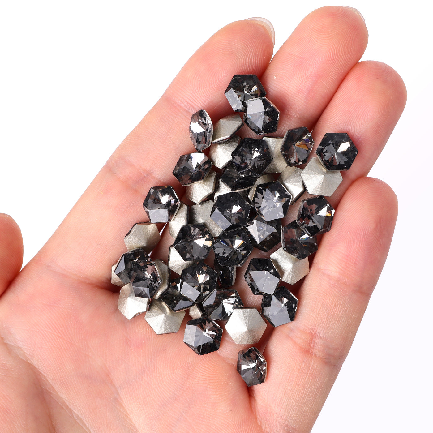 Svart diamant sekskant kalejdoskopform glass spiss tilbake fancy rhinestones Secondary image