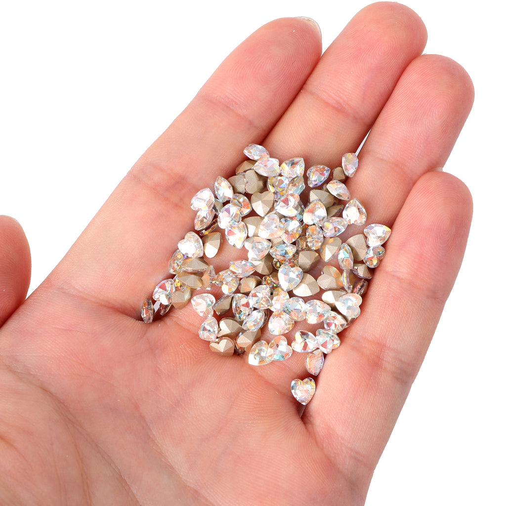 Cognac White Heart Shape Glass Pointed Back Fancy Rhinestones WholesaleRhinestone