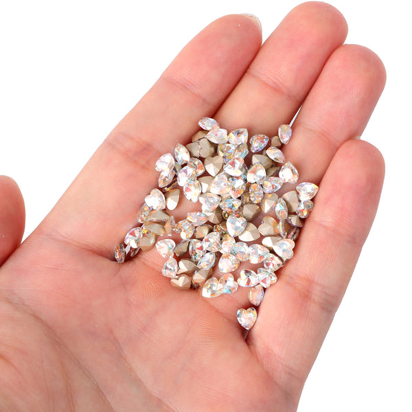 Cognac White Heart Shape Glass Pointed Back Fancy Rhinestones WholesaleRhinestone