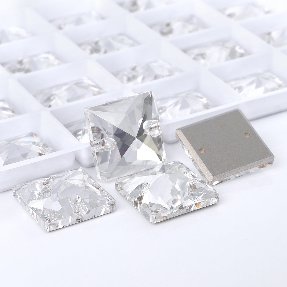 Silver Shade Square Shape High Quality Glass Sew-on Rhinestones WholesaleRhinestone