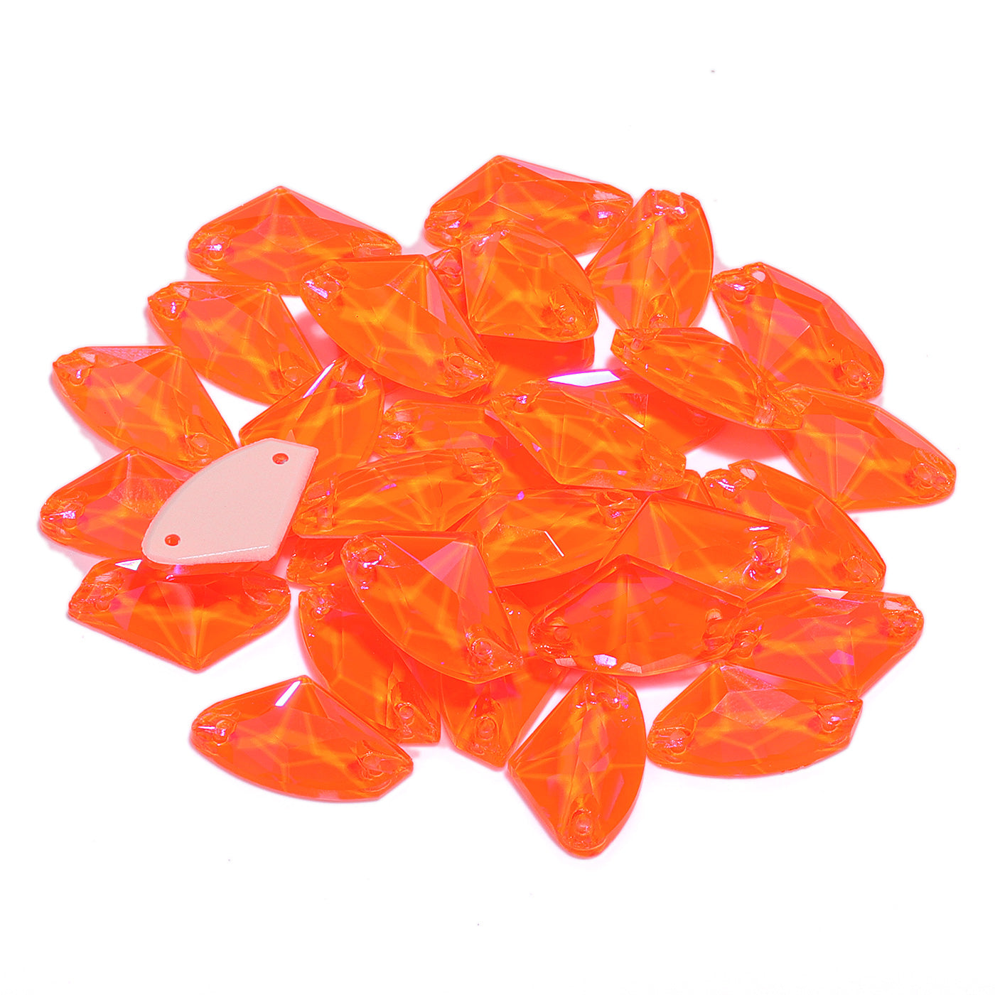 Electric Neon Orange Yellow Galactic Shape High Quality Glass Sew-on Rhinestones Secondary image