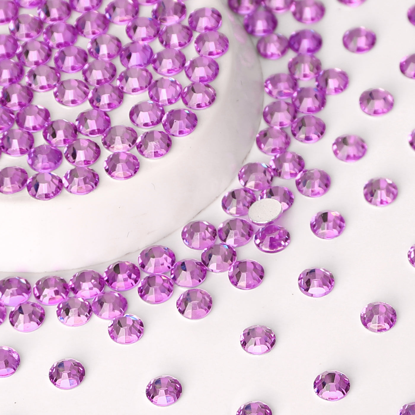 Lila Glass Flatback -Strass Silber Rücken Zweitbild