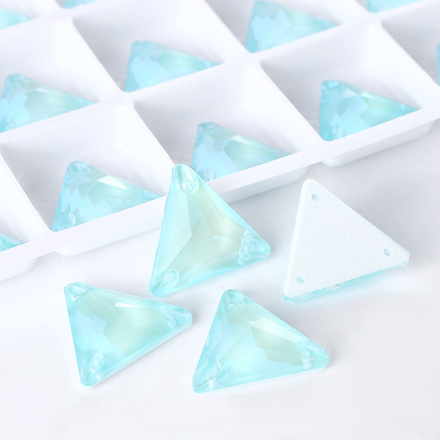 Electric Neon Light Azore Triangle Shape High Quality Glass Sew-on Rhinestones
