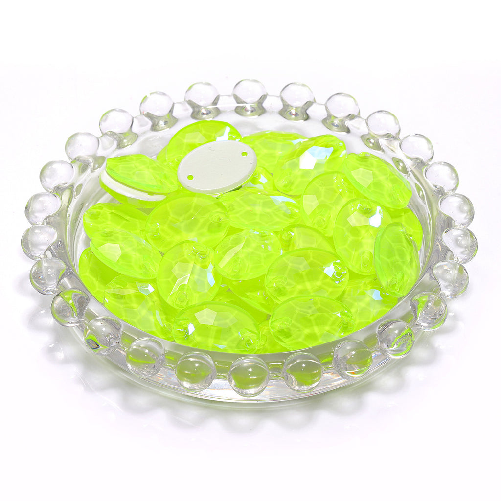 Electric Neon Jonquil Oval Shape High Quality Glass Sew-on Rhinestones WholesaleRhinestone