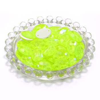 Electric Neon Jonquil Oval Shape High Quality Glass Sew-on Rhinestones WholesaleRhinestone