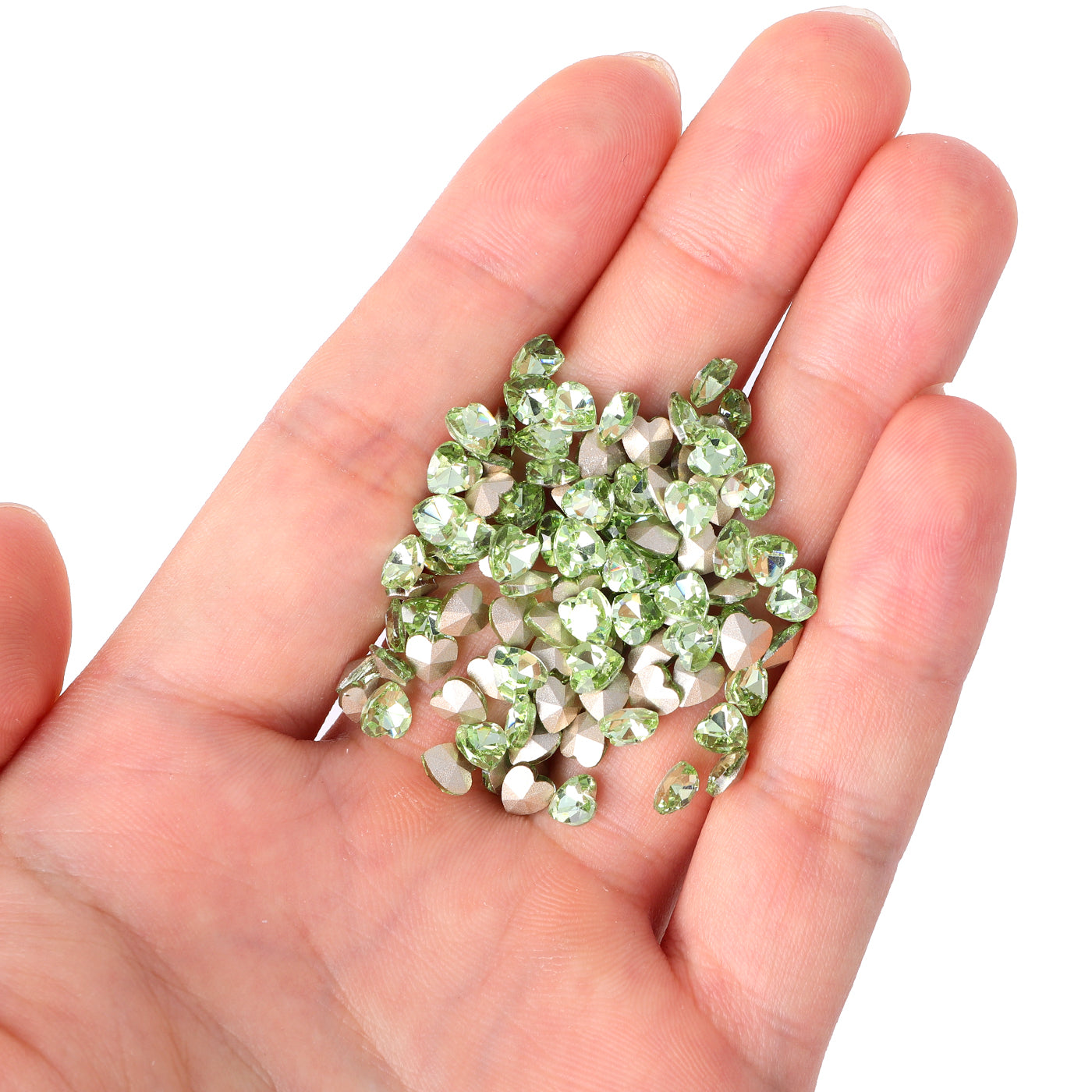 Lys eple grønt hjerteform glass spiss tilbake fancy rhinestones Secondary image