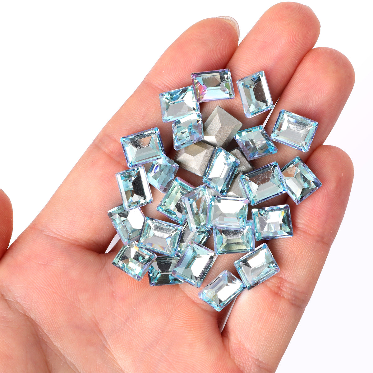 Blue Fairy Rectangle Shape Glass Pointed Back Fancy Rhinestones WholesaleRhinestone