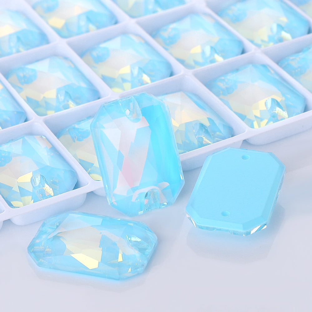 Aquamarine AM Octagon Shape High Quality Glass Sew-on Rhinestones WholesaleRhinestone