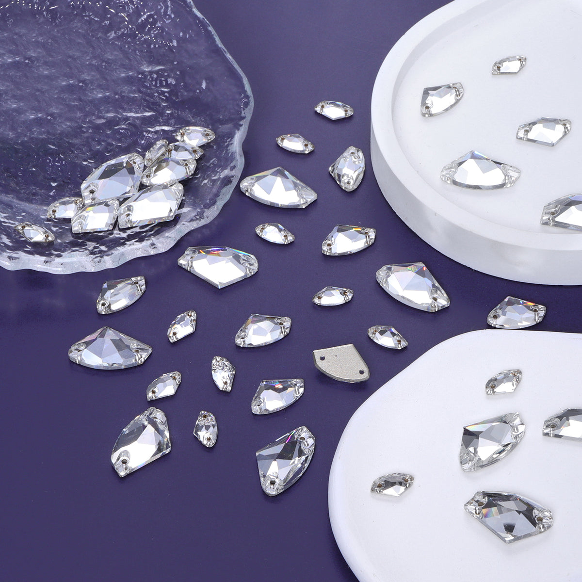 Mixed Sizes Crystal Galactic Shape High Quality Glass Sew-on Rhinestones WholesaleRhinestone