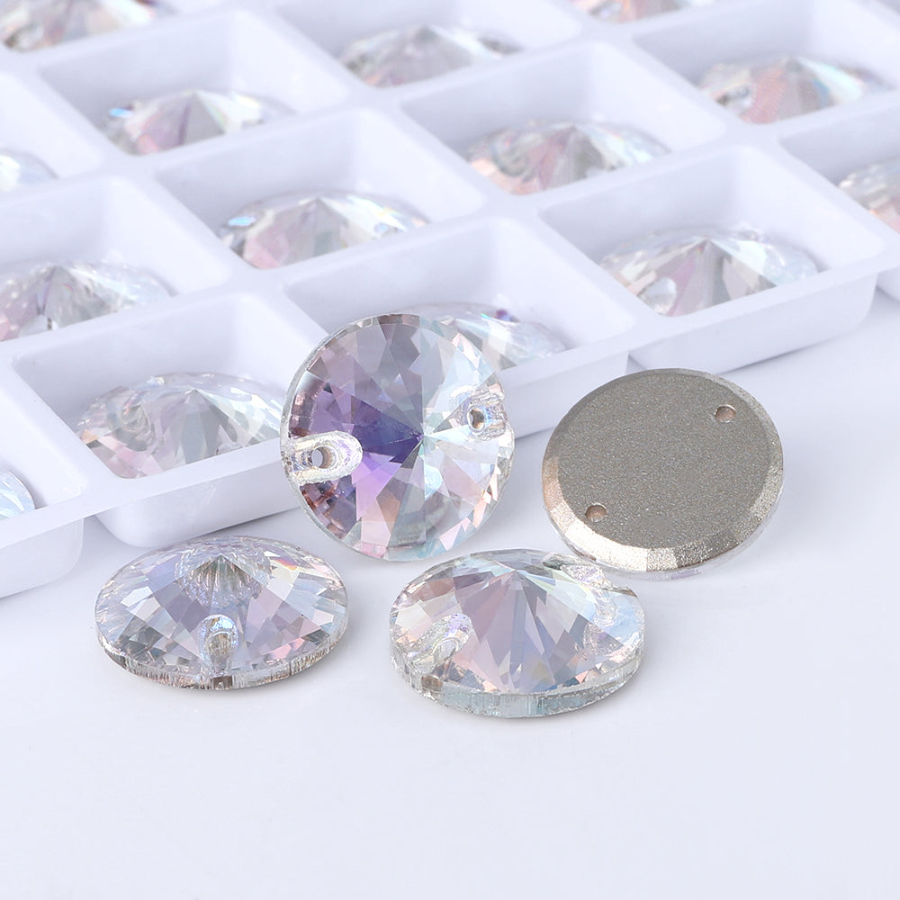 Crystal Transmission Rivoli  Shape High Quality Glass Sew-on Rhinestones WholesaleRhinestone