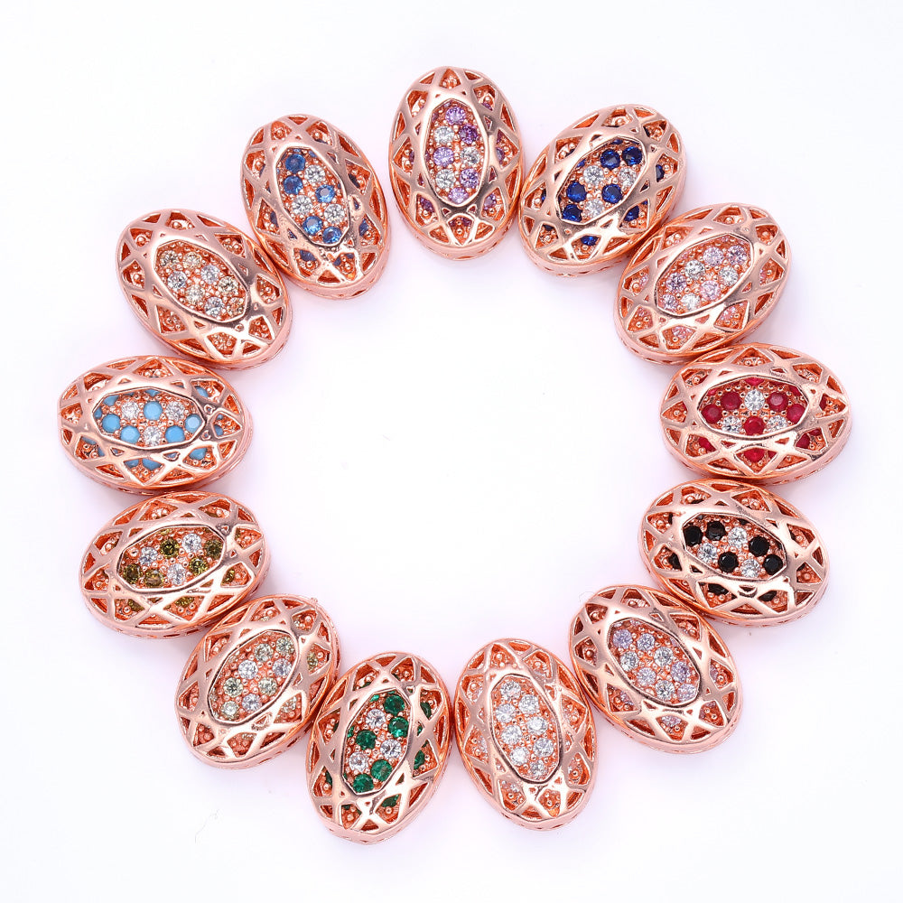 Oval Shape Rose Gold Plated High-Quality Sew-on Alloy Charms Inlaid Cubic Zirconia WholesaleRhinestone