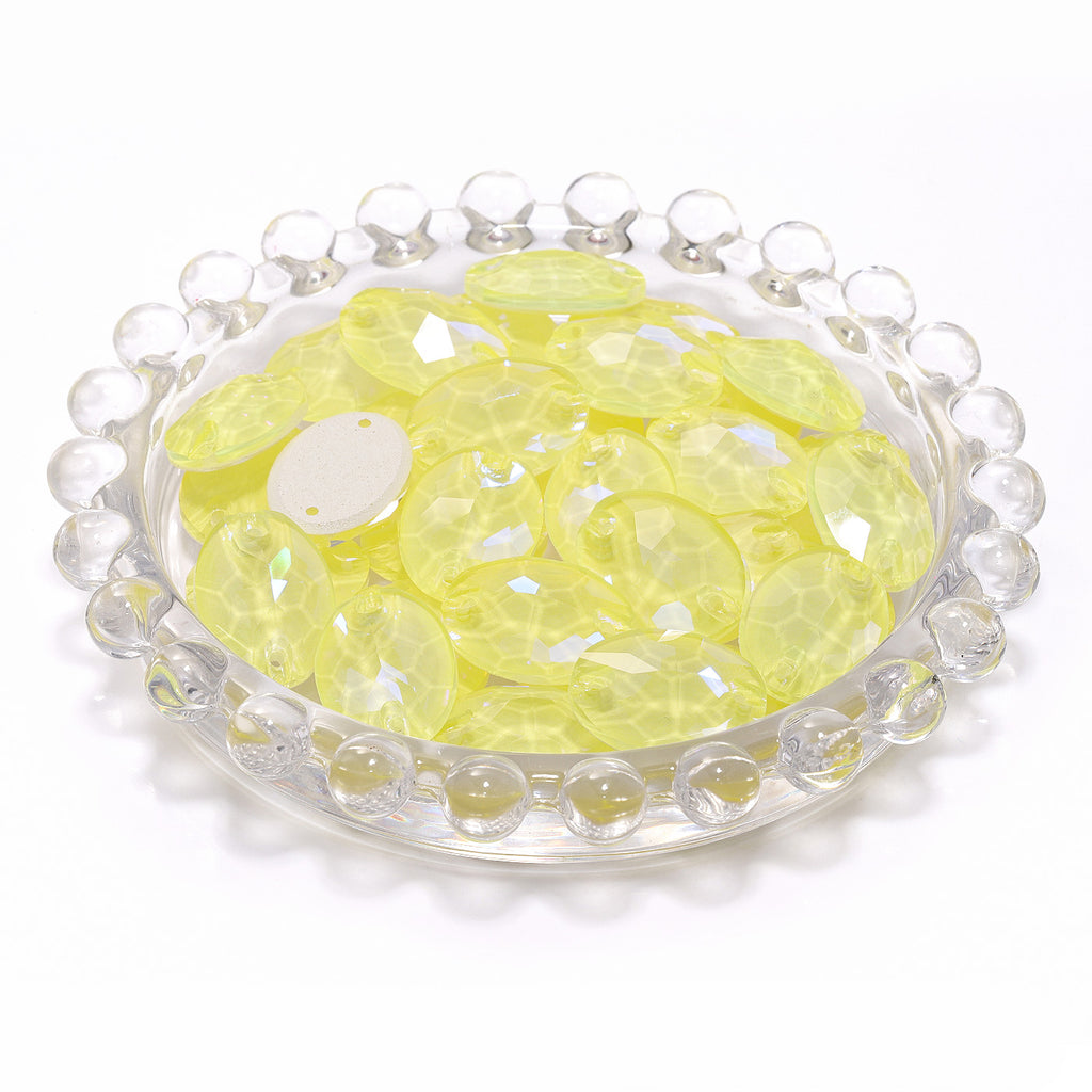 Electric Neon Light Topaz Oval Shape High Quality Glass Sew-on Rhinestones WholesaleRhinestone