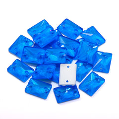 Electric Neon Blue Rectangle Shape High Quality Glass Sew-on Rhinestones