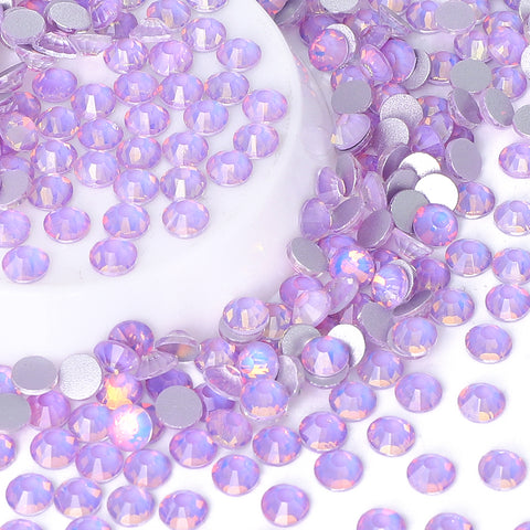 Blinkendes Licht violettes Glas Flachback -Strass Silber Rücken Zweitbild