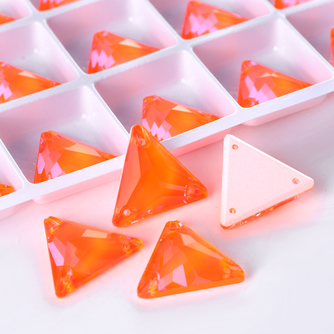 Electric Neon Orange Yellow Triangle Shape High Quality Glass Sew-on Rhinestones Secondary image