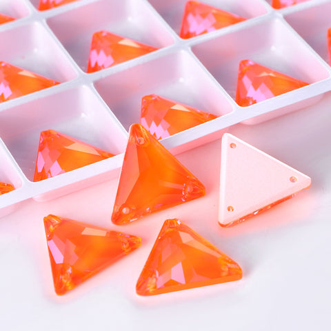 Electric Neon Orange Yellow Triangle Shape High Quality Glass Sew-on Rhinestones Secondary image