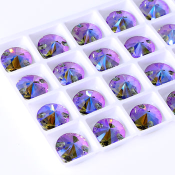 Black Diamond Shimmer Rivoli Shape High Quality Glass Sew-on Rhinestones WholesaleRhinestone