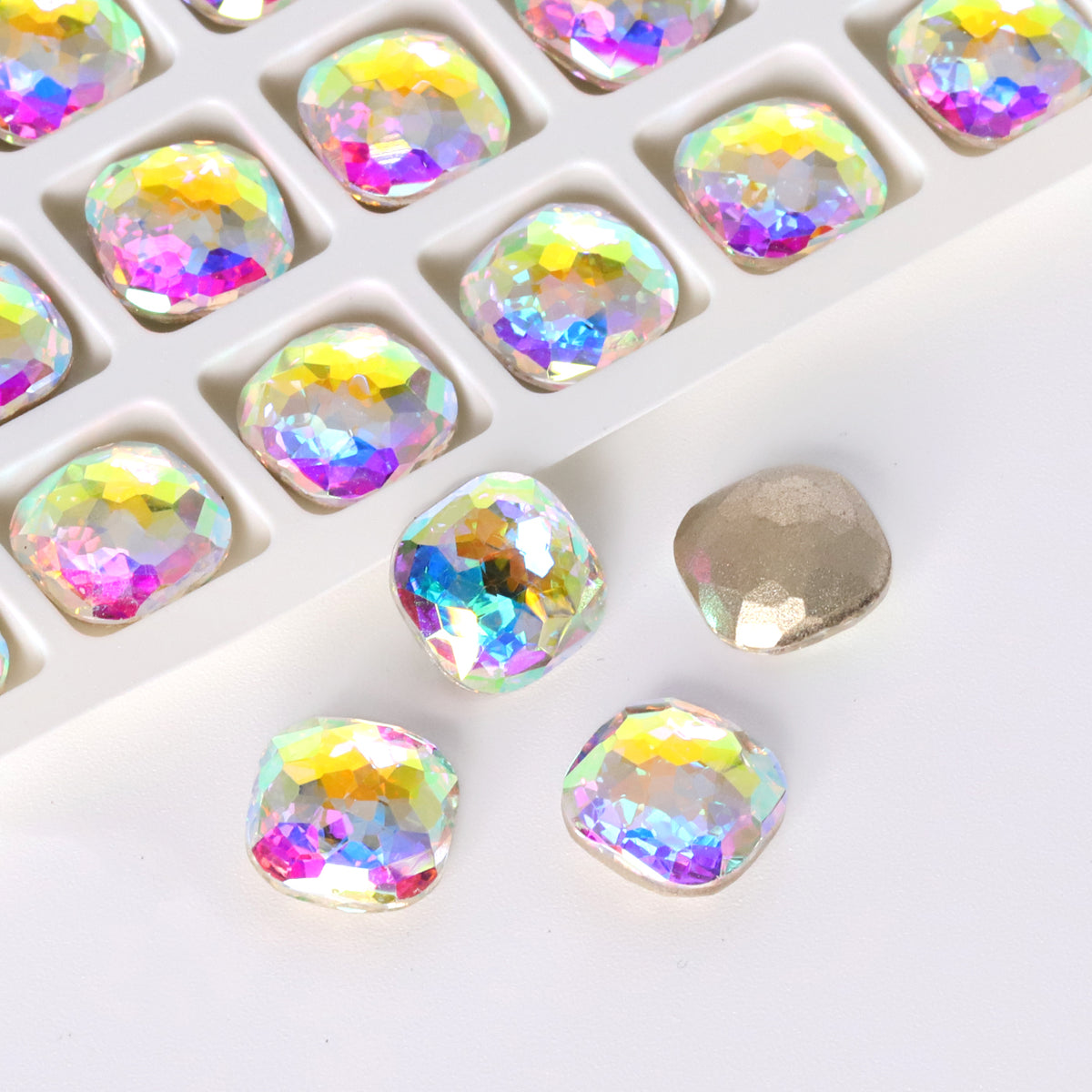 Crystal AB Dome Cushion Square Shape High Quality Glass Pointed Back Fancy Rhinestones WholesaleRhinestone