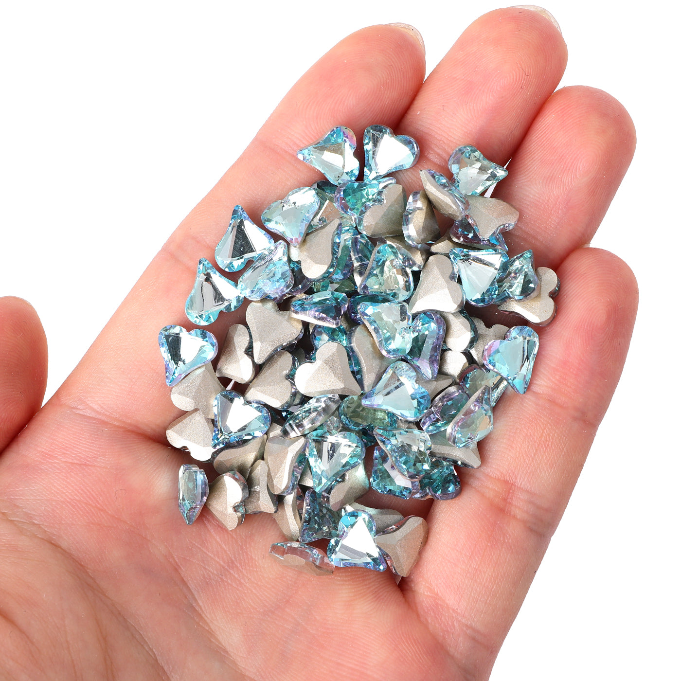 Sweet Heart Shape Blue Fairy Glass Pointed Back Fancy Rhinestones