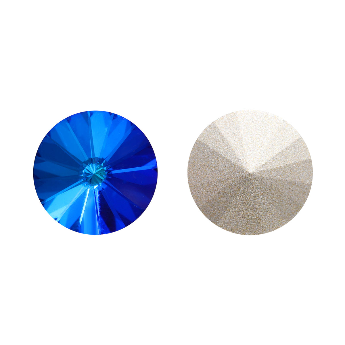 Bermuda Blue Rivoli Shape High Quality Glass Pointed Back Fancy Rhinestones WholesaleRhinestone Imagen principal del producto