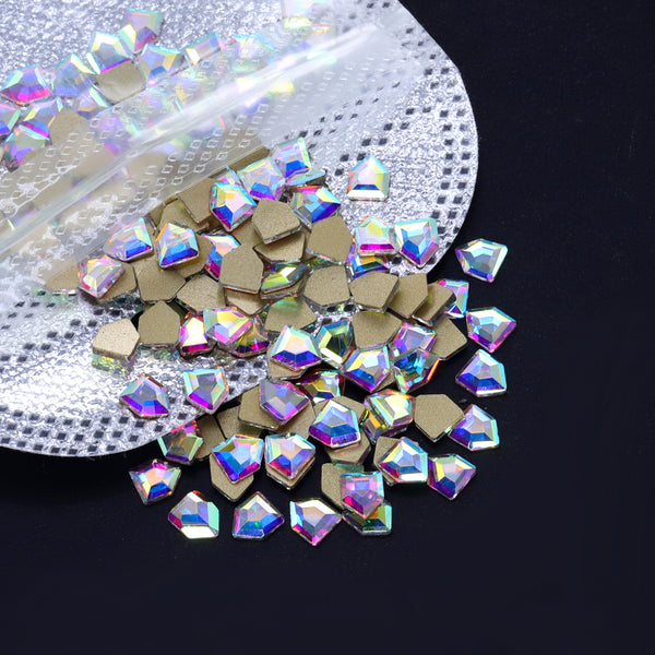 Pentagon Shape Crystal AB Flat Back Fancy Rhinestones