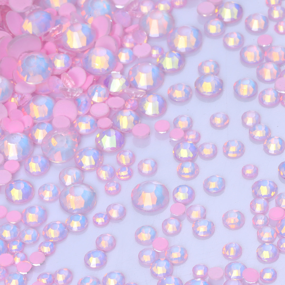 Mixed Sizes Mocha Opal Lt Pink Glass Flat Back Rhinestones For Nail Art WholesaleRhinestone
