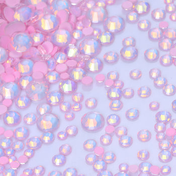 Mixed Sizes Mocha Opal Lt Pink Glass Flat Back Rhinestones For Nail Art WholesaleRhinestone