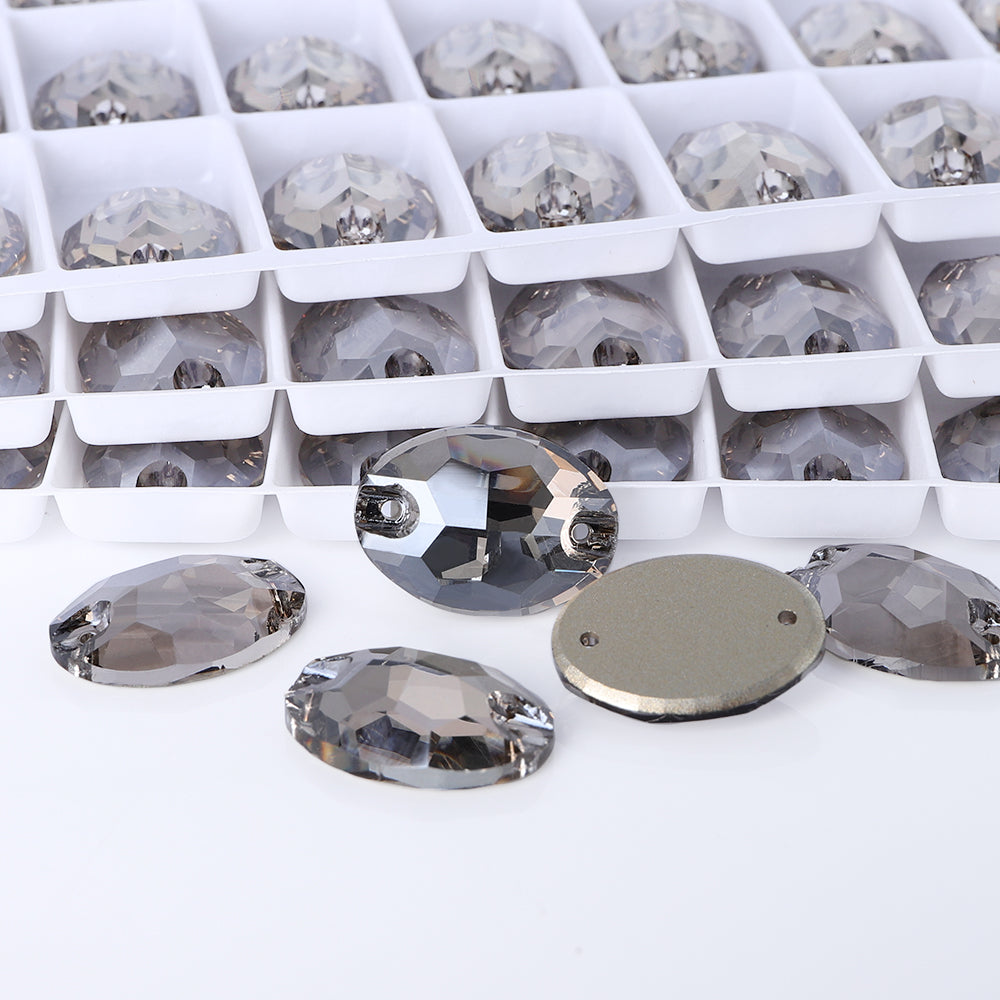 Satin Oval Shape High Quality Glass Sew-on Rhinestones WholesaleRhinestone