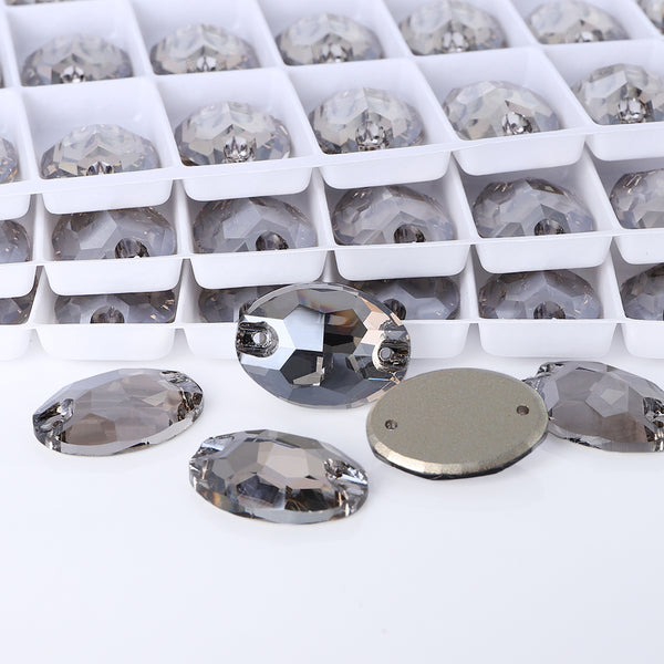Satin Oval Shape High Quality Glass Sew-on Rhinestones WholesaleRhinestone