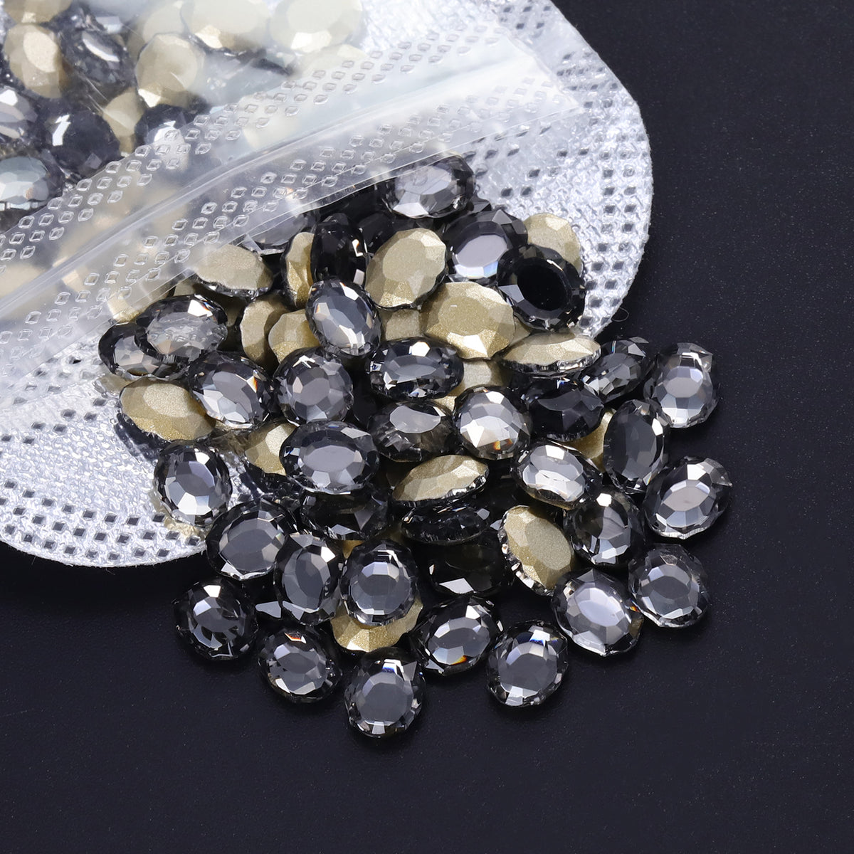 Black Diamond Magic Mirror Shape Pointed Back Fancy Rhinestones For Nail Art