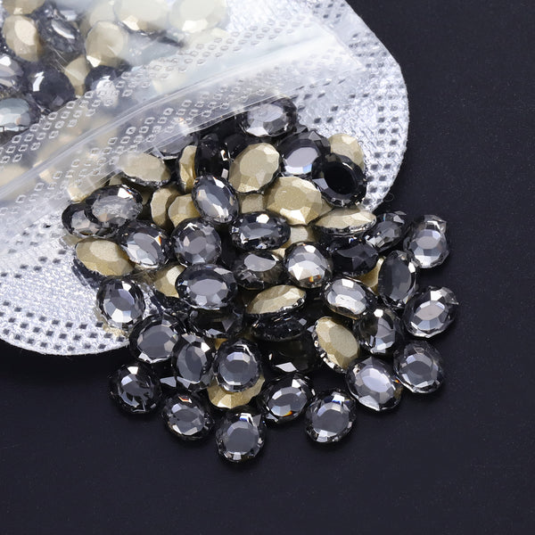 Black Diamond Magic Mirror Shape Pointed Back Fancy Rhinestones For Nail Art