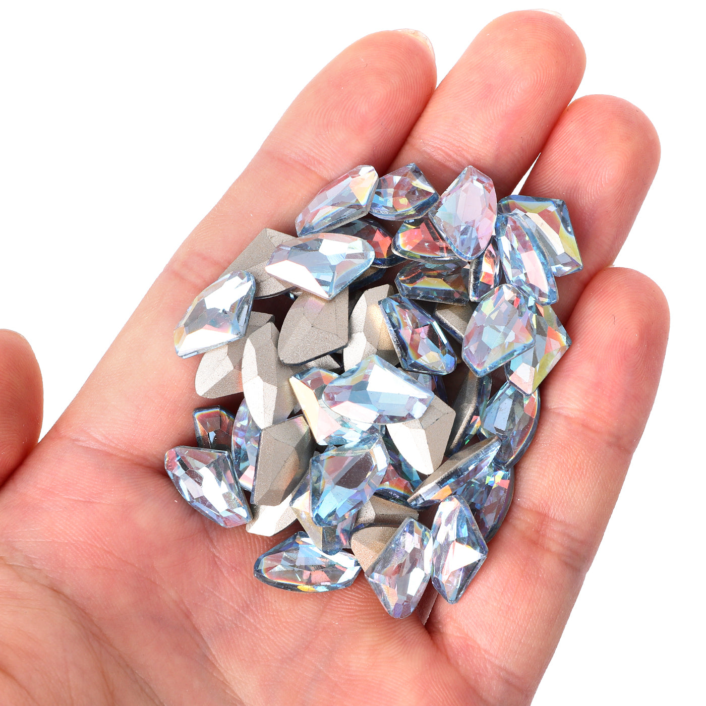 Light Blue AB Galactic Shape Glass Pointed Back Fancy Rhinestones Secondary image