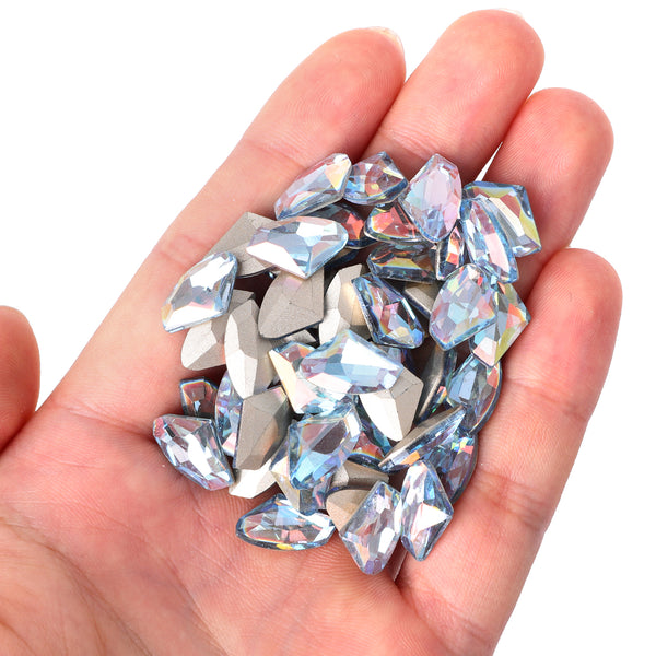 Light Blue AB Galactic Shape Glass Pointed Back Fancy Rhinestones WholesaleRhinestone