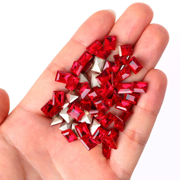 Siam Rectangle Shape Glass Pointed Back Fancy Rhinestones WholesaleRhinestone