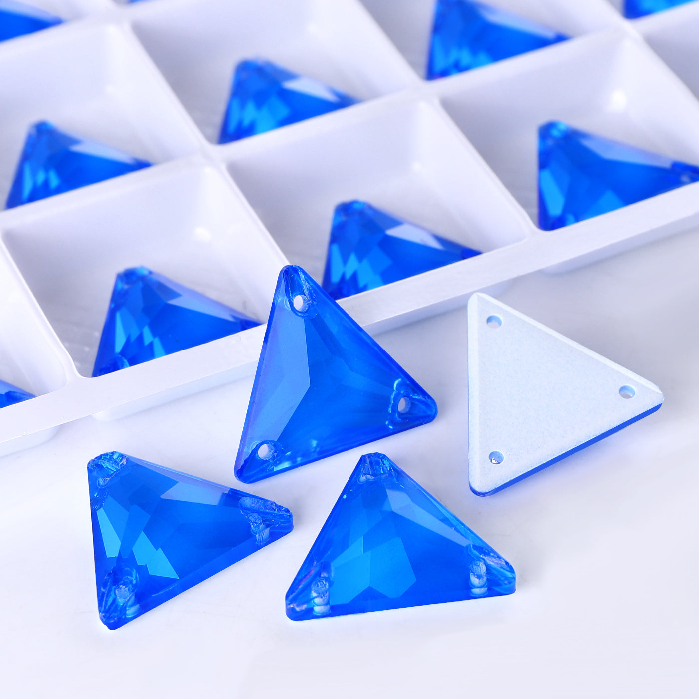 Electric Neon Blue Triangle Shape High Quality Glass Sew-on Rhinestones Secondary image