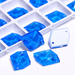 Electric Neon Blue Cosmic Shape High Quality Glass Sew-on Rhinestones