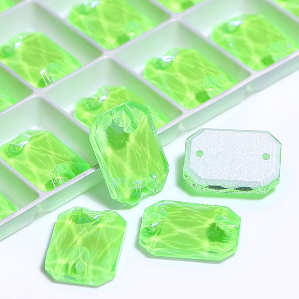電気ネオンペリドットオクタゴンシェイプ高品質のガラス縫製ラインストーン サブ画像