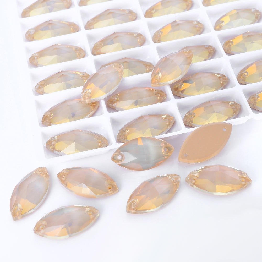 Silk AM Navette Shape High Quality Glass Sew-on Rhinestones WholesaleRhinestone